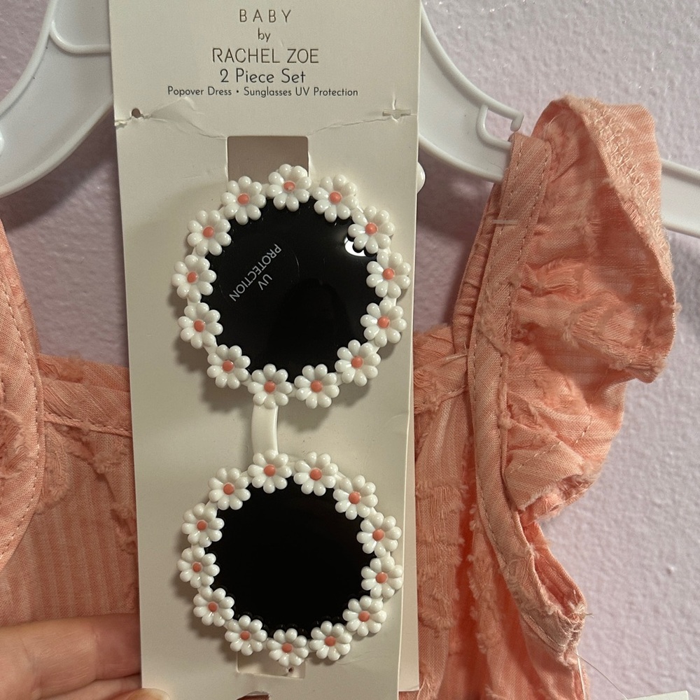 Rachel Zoe Peach Ruffled Baby Romper with Sunglasses - Picture 6 of 7